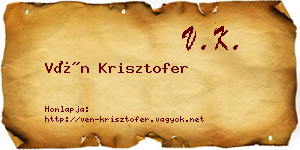 Vén Krisztofer névjegykártya